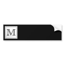 Printed Custom Monogram. Black and Pale Grey. Bumper Sticker