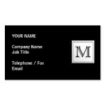 Printed Custom Monogram. Black and Pale Grey. Business Card Template