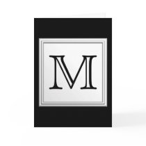 Printed Custom Monogram. Black and Pale Grey. Greeting Card