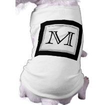 Printed Custom Monogram. Black and Pale Grey. Dog Tee