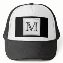 Printed Custom Monogram. Black and Pale Grey. Hats