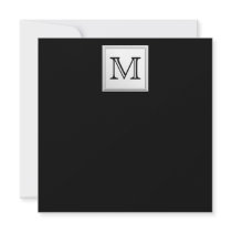 Printed Custom Monogram. Black and Pale Grey. Personalized Invitation