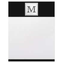Printed Custom Monogram. Black and Pale Grey. Personalized Letterhead