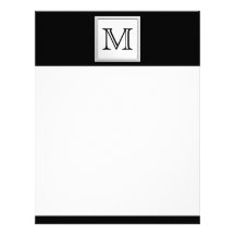 Printed Custom Monogram. Black and Pale Grey. Personalized Letterhead