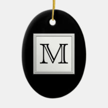 Printed Custom Monogram. Black and Pale Grey. Ornament