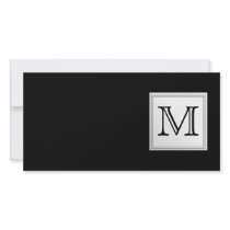 Printed Custom Monogram. Black and Pale Grey. Photo Card Template