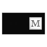 Printed Custom Monogram. Black and Pale Grey. Photo Card Template