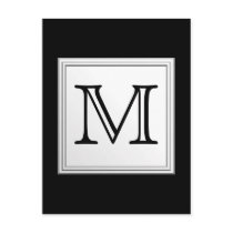 Printed Custom Monogram. Black and Pale Grey. Postcards