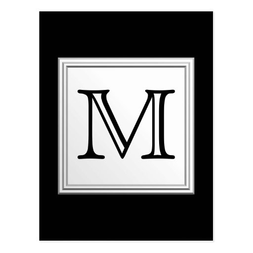 Printed Custom Monogram. Black and Pale Grey. Postcards