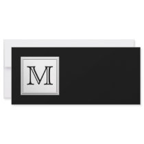 Printed Custom Monogram. Black and Pale Grey. Rack Cards