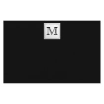 Printed Custom Monogram. Black and Pale Grey. Stationery Paper