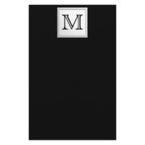 Printed Custom Monogram. Black and Pale Grey. Stationery