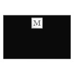 Printed Custom Monogram. Black and Pale Grey. Stationery Paper