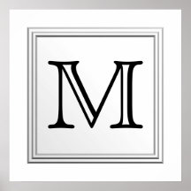 Printed Custom Monogram. Black and White.