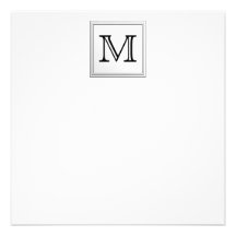 Printed Custom Monogram. Black and White. Custom Announcement