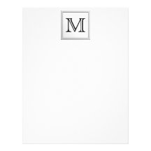 Printed Custom Monogram. Black and White. Personalized Letterhead