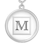 Printed Custom Monogram. Black and White. Personalized Necklace