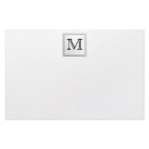 Printed Custom Monogram. Black and White. Customized Stationery