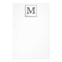 Printed Custom Monogram. Black and White. Custom Stationery