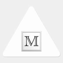Printed Custom Monogram. Black and White. Triangle Stickers