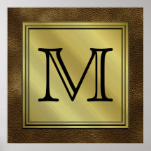 Printed Custom Monogram Image. Brown.