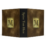 Printed Custom Monogram Image. Brown. 3 Ring Binder