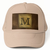 Printed Custom Monogram Image. Brown. Mesh Hat
