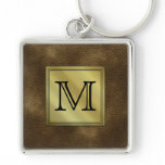 Printed Custom Monogram Image. Brown. Key Chain