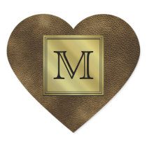 Printed Custom Monogram Image. Brown. Heart Sticker