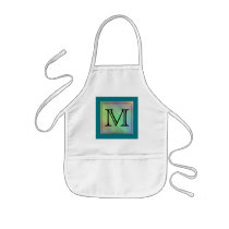 Printed Custom Monogram Image on Teal Pattern. Aprons