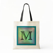 Printed Custom Monogram Image on Teal Pattern. Bags