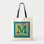 Printed Custom Monogram Image on Teal Pattern. Bags