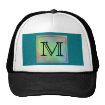 Printed Custom Monogram Image on Teal Pattern. Hat