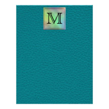 Printed Custom Monogram Image on Teal Pattern. Letterhead