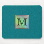 Printed Custom Monogram Image on Teal Pattern. Mouse Pads