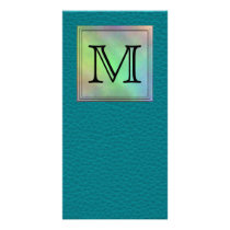 Printed Custom Monogram Image on Teal Pattern. Personalized Photo Card