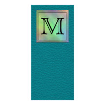 Printed Custom Monogram Image on Teal Pattern. Custom Rack Card
