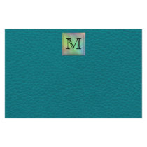 Printed Custom Monogram Image on Teal Pattern. Stationery Paper