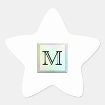 Printed Custom Monogram Image. Pretty, multicolor. Star Sticker