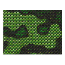Printed Fake Green Snake Skin Camo Style Design Post Card
