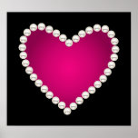 Printed faux pearls and pink heart