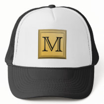 Printed image of a custom monogram design. hats