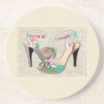Printed Leather with Rhinestones Coaster