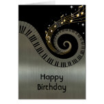 Printed Metallic effect Piano Keys Gold Music Greeting Cards