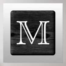 Printed Pattern and Custom Letter. Black and White