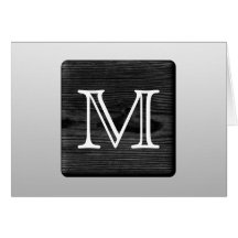 Printed Pattern and Custom Letter. Black and White Card