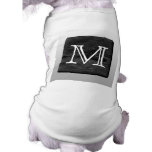 Printed Pattern and Custom Letter. Black and White Doggie Tshirt