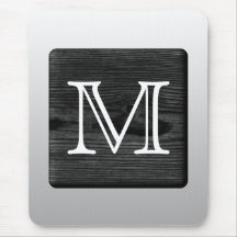 Printed Pattern and Custom Letter. Black and White Mouse Pads