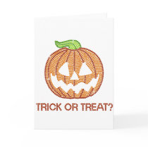 Printed Rhinestone Pumpkin Trick or Treat Greeting Cards