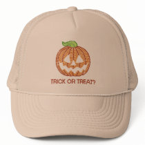 Printed Rhinestone Pumpkin Trick or Treat Trucker Hats